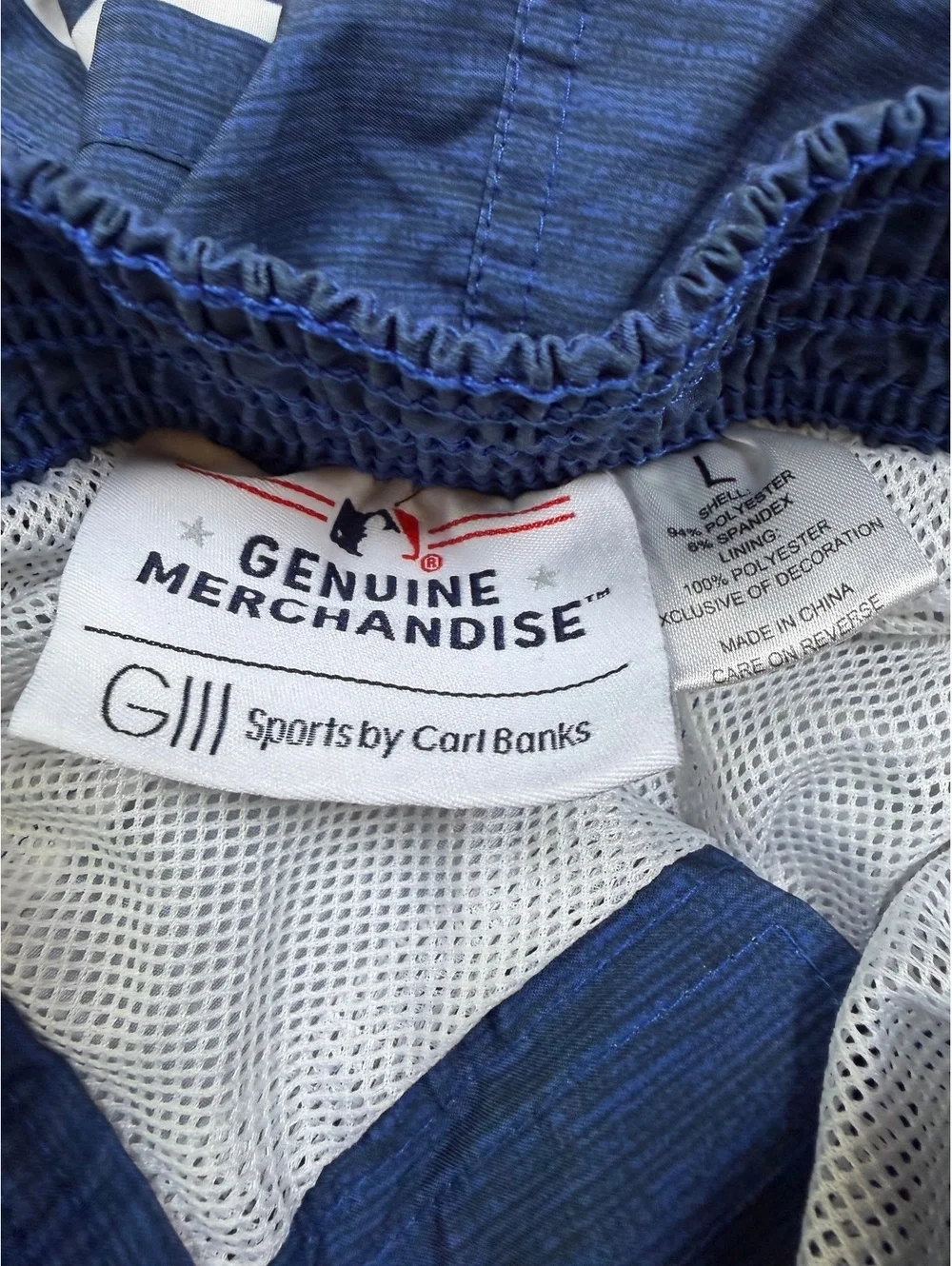 GIII Sports by Carl Banks Texas Rangers Blue Striped Swim Trunks Size L